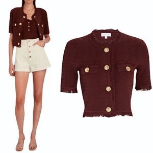 Ronny Kobo Kavan Cardigan in Brown & Gold - Size Small